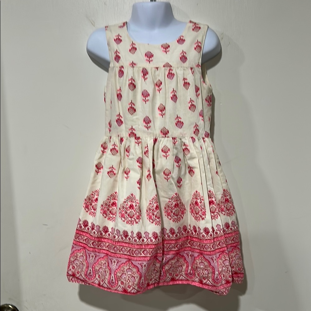 Gap Girls Pink and Crean Spring Sun Dress with Paisley’s & Hydrangeas Size Small